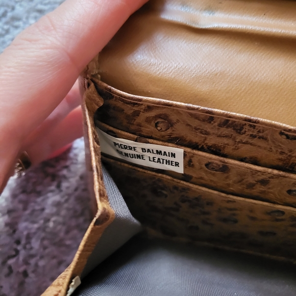 Vintage Pierre Balmain Ostrich Leather Brown Wallet - Picture 9 of 11